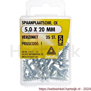 Deltafix spaanplaatschroef cilinderkop kruiskop verzinkt 5.0x20 mm blister 25 stuks - H21902087 - afbeelding 1