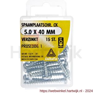 Deltafix spaanplaatschroef cilinderkop kruiskop verzinkt 5.0x40 mm blister 15 stuks - H21902089 - afbeelding 1