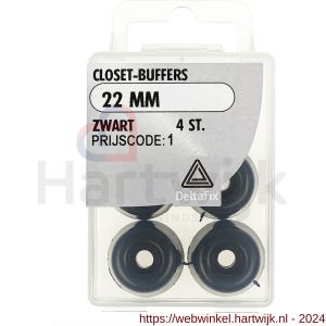 Deltafix closetbuffer zwart 22 mm blister 4 stuks - H21904395 - afbeelding 1