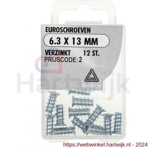 Deltafix euroschroef verzinkt 6.3x13 mm blister 12 stuks - H21904416 - afbeelding 1