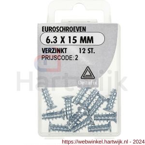 Deltafix euroschroef verzinkt 6.3x15 mm blister 12 stuks - H21904417 - afbeelding 1