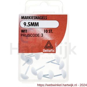 Deltafix markiesnagel wit 9.5 mm blister 10 stuks - H21904504 - afbeelding 1