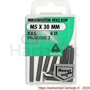 Deltafix inbusbout platkop RVS A2 M5x30 mm DIN 7991 blister 8 stuks - H21904480 - afbeelding 1