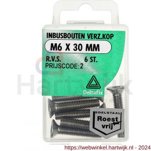 Deltafix inbusbout platkop RVS A2 M6x30 mm DIN 7991 blister 6 stuks - H21904482 - afbeelding 1