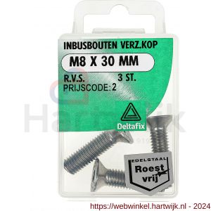 Deltafix inbusbout platkop RVS A2 M8x30 mm DIN 7991 blister 3 stuks - H21904485 - afbeelding 1