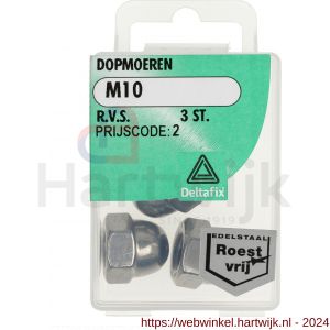 Deltafix dopmoer zeskant RVS A2 M10 DIN 1587 blister 3 stuks - H21904408 - afbeelding 1