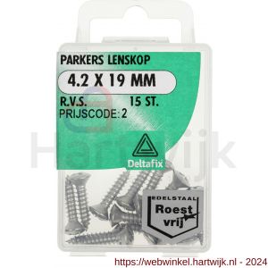 Deltafix parker lenskop Phillips PH RVS A2 4.2x19 mm DIN 7981C blister 15 stuks - H21904653 - afbeelding 1