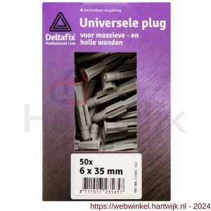 Deltafix universeelplug met kraag grijs 10x60 mm doos 25 stuks - H21901072 - afbeelding 1