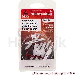 Deltafix hollewandplug type B 10 mm plaat extra sterk grijs 8 mm blister 6 stuks - H21901092 - afbeelding 1