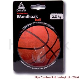 Deltafix wandhaak voor handdoek zelfklevend herplaatsbaar basketbal 100 mm rond maximaal 2,3 kg - H21903980 - afbeelding 1