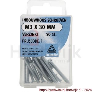 Deltafix inbouwdoosschroef verzinkt M3x30 mm DIN 965 blister 20 stuks - H21904435 - afbeelding 1