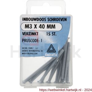 Deltafix inbouwdoosschroef verzinkt M3x40 mm DIN 965 blister 15 stuks - H21904436 - afbeelding 1