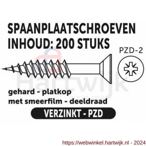 Private-Label spaanplaatschroef platkop-kruiskop verzinkt 4.0x70/42 mm doos 200 stuks - H21905120 - afbeelding 2