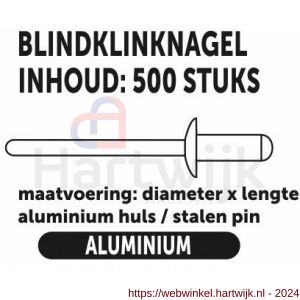 Private-Label blindklinknagel aluminium-staal 3x6 mm doos 500 stuks - H21904921 - afbeelding 2