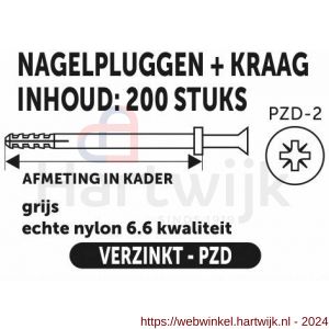 Private-Label nagelplug met kraag grijs 5x30 mm doos 200 stuks - H21904999 - afbeelding 2