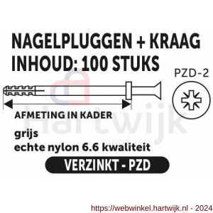 Private-Label nagelplug met kraag grijs 8x60 mm doos 100 stuks - H21905006 - afbeelding 2