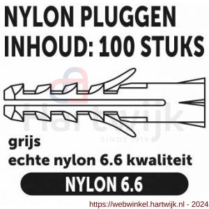 Private-Label nylon plug grijs 4x20 mm doos 100 stuks - H21905012 - afbeelding 2