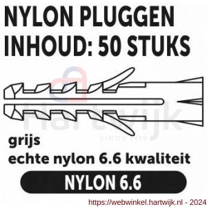 Private-Label nylon plug grijs 10x50 mm doos 50 stuks - H21905009 - afbeelding 2