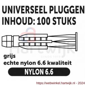 Private-Label universeelplug met kraag grijs 6x36 mm doos 100 stuks - H21905243 - afbeelding 2