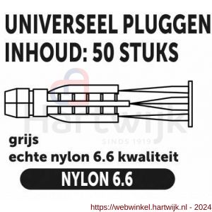 Private-Label universeelplug met kraag grijs 10x60 mm doos 50 stuks - H21905242 - afbeelding 2