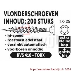 Private-Label vlonderschroef hi-speed Torx RVS 410 5.0x40 mm doos 200 stuks - H21905256 - afbeelding 2
