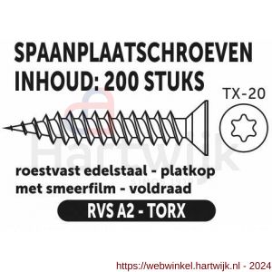 Private-Label spaanplaatschroef platkop-torx RVS A2 4.0x30 mm doos 200 stuks - H21905215 - afbeelding 2