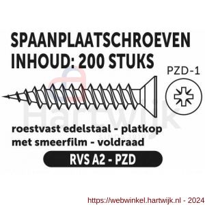 Private-Label spaanplaatschroef platkop-kruiskop RVS A2 3.0x20 mm doos 200 stuks - H21905064 - afbeelding 2