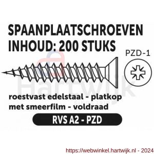 Private-Label spaanplaatschroef platkop-kruiskop RVS A2 3.0x25 mm doos 200 stuks - H21905065 - afbeelding 2