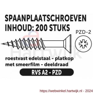 Private-Label spaanplaatschroef platkop-kruiskop RVS A2 5.0x100/60 mm doos 200 stuks - H21905087 - afbeelding 2