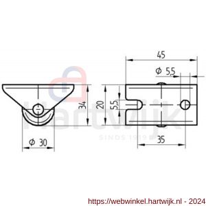 Tente bokwiel zwart 30 mm maximaal 30 kg - H21904955 - afbeelding 2