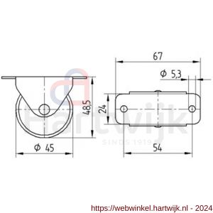 Tente bokwiel zwart 45 mm maximaal 40 kg - H21904956 - afbeelding 2