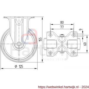 Tente bokwiel wit 125 mm maximaal 250 kg - H21904947 - afbeelding 2