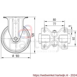 Tente bokwiel zwart 100 mm maximaal 70 kg - H21904948 - afbeelding 2