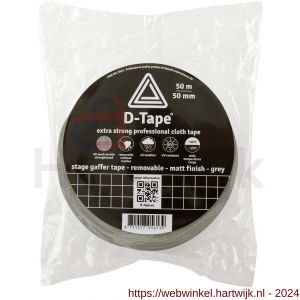 D-Tape ducttape zelfklevend extra kwaliteit verwijderbaar stage gaffer grijs 50 m x 50x0.34 mm - H21902791 - afbeelding 1