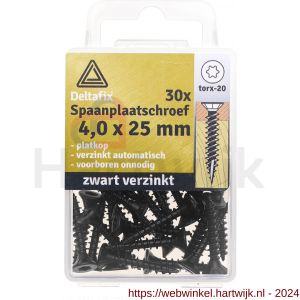 Deltafix spaanplaatschroef platkop Torx met nibs type 17 snijpunt zwart verzinkt 4.0x25 mm blister 30 stuks - H21904781 - afbeelding 1