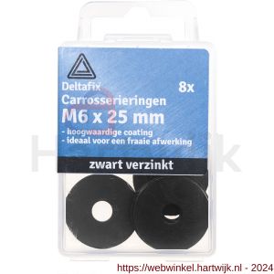 Deltafix carrosseriering zwart verzinkt M6x25x1.5 DIN 9021 blister 8 stuks - H21904391 - afbeelding 1