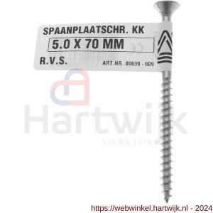 Deltafix spaanplaatschroef platkop kruiskop RVS A2 5.0x70 mm - H21902344 - afbeelding 1