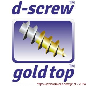 D-Screw Gold-Top spaanplaatschroef platkop kruiskop met smeerfilm verzinkt 5.0x25 mm blister 50 stuks - H21902024 - afbeelding 2
