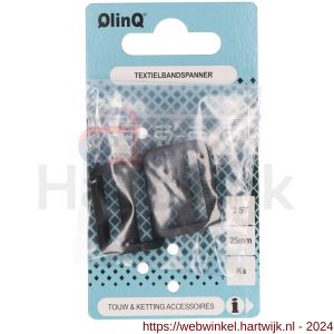QlinQ textielbandspanner 25 mm zwart set 4 stuks - H40851039 - afbeelding 1