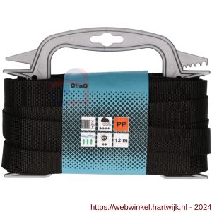 QlinQ textielband polyprolyleen 25 mm zwart 12 m rol 12 - H40850164 - afbeelding 1