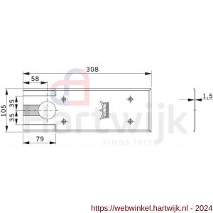 Dormakaba BTS 75 V dekplaat RVS brugbevestiging - H10180830 - afbeelding 2
