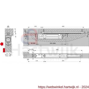 Dormakaba ITS 96 inbouw deurdranger EN 2-4 standaard as zonder glijarm - H10180123 - afbeelding 1