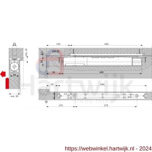 Dormakaba ITS 96 FL inbouw vrijloopdeurdranger EN 3-6 voor HOOFDarm - H10180124 - afbeelding 1