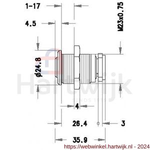 Evva plaatmontagecilinder 23 mm 3KS diameter 24,8 mm keersleutel verschillend sluitend messing vernikkeld - H22102454 - afbeelding 2