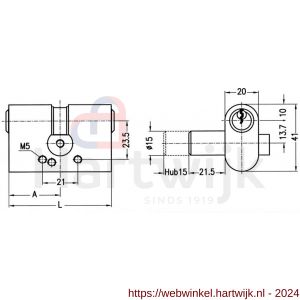 Evva dubbele portaalcilinder NL 41x20 mm stiftsleutel conventioneel plan messing vernikkeld - H22100532 - afbeelding 2