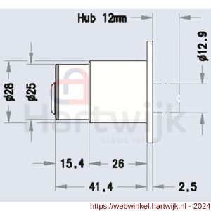 Evva drukcilinder TSC diameter 22 mm stiftsleutel conventioneel verschillend sluitend messing vernikkeld - H22102643 - afbeelding 2
