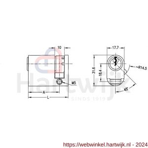 Evva ovaalcilinder TSC 9/32=41 mm stiftsleutel conventioneel verschillend sluitend messing vernikkeld - H22100539 - afbeelding 2