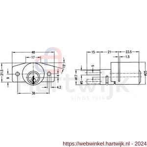 Evva plaatmontagecilinder voor bureauladen TSC diameter 25 mm stiftsleutel conventioneel verschillend sluitend messing vernikkeld - H22102548 - afbeelding 2