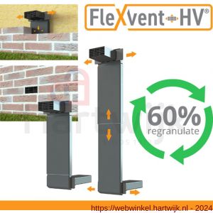 FlexVent-HV 490 vloerventilatiekoker met zwart muurrooster PP per stuk - H50002070 - afbeelding 2