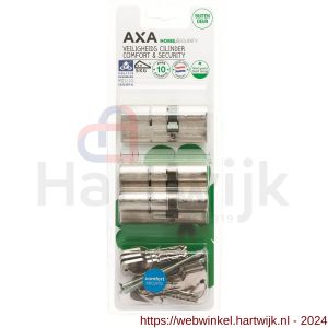 AXA dubbele veiligheidscilinder Comfort Security verlengd 30-45 mm vernikkeld SKG** set 3 stuks gelijksluitend blister - H21600113 - afbeelding 2